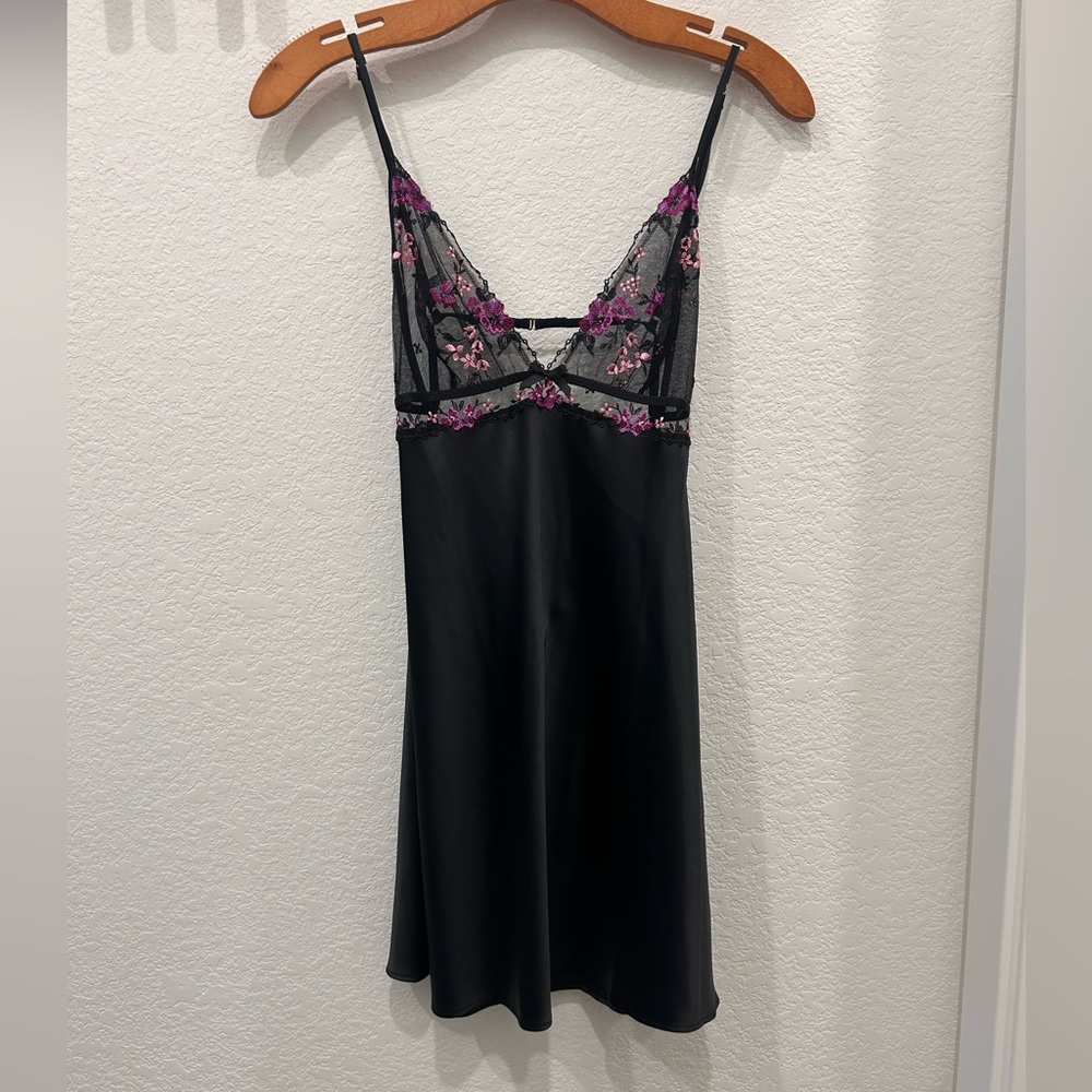 Victoria's Secret Black Slip with Pink and Purple Detail